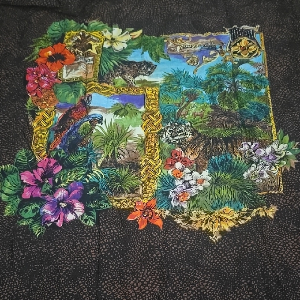 Carole Little Tropical Print Black Shirt
